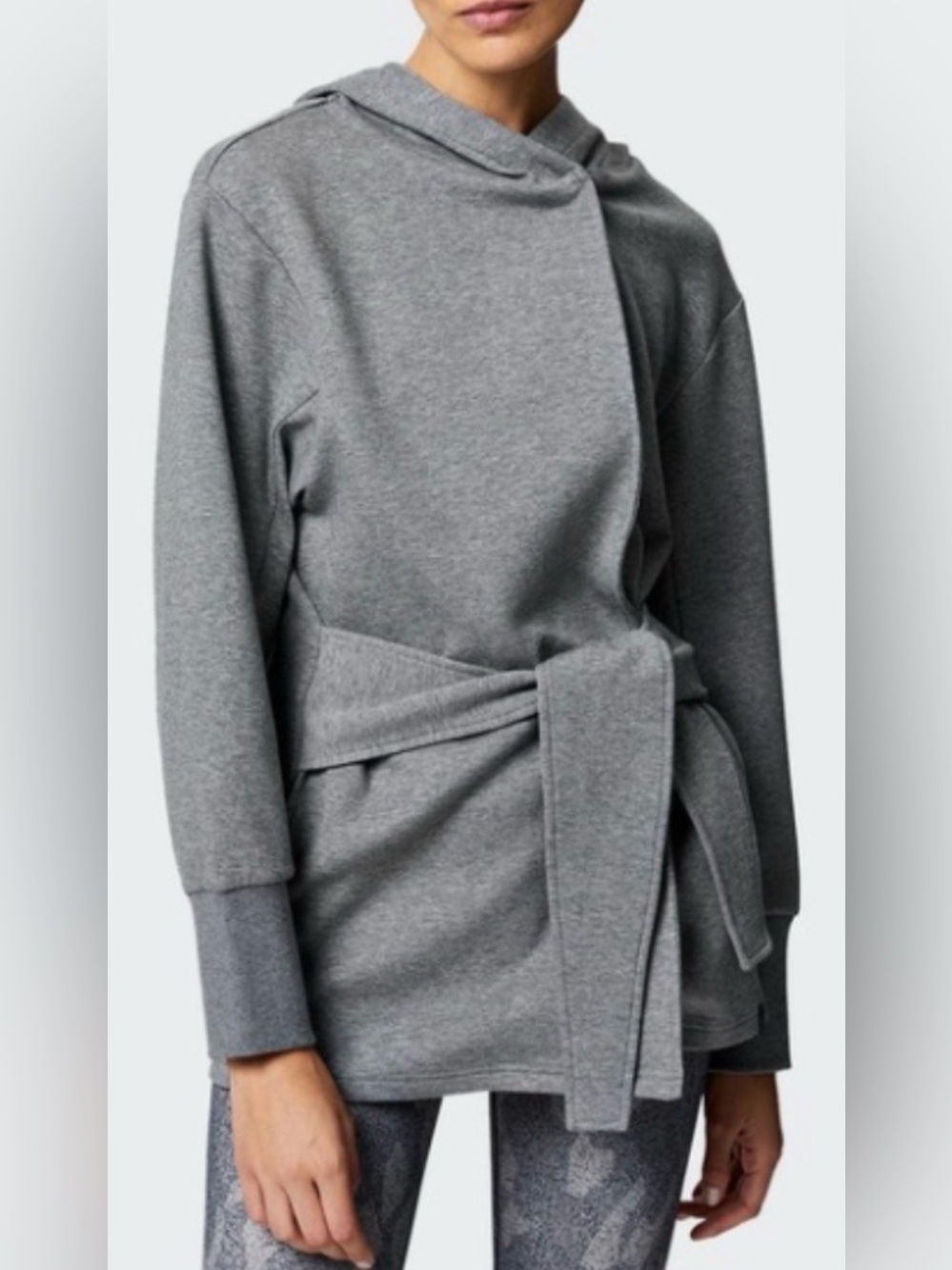 Varley Cove Wrap Jacket in Lead Marl Gray Size Medium Belted Tie